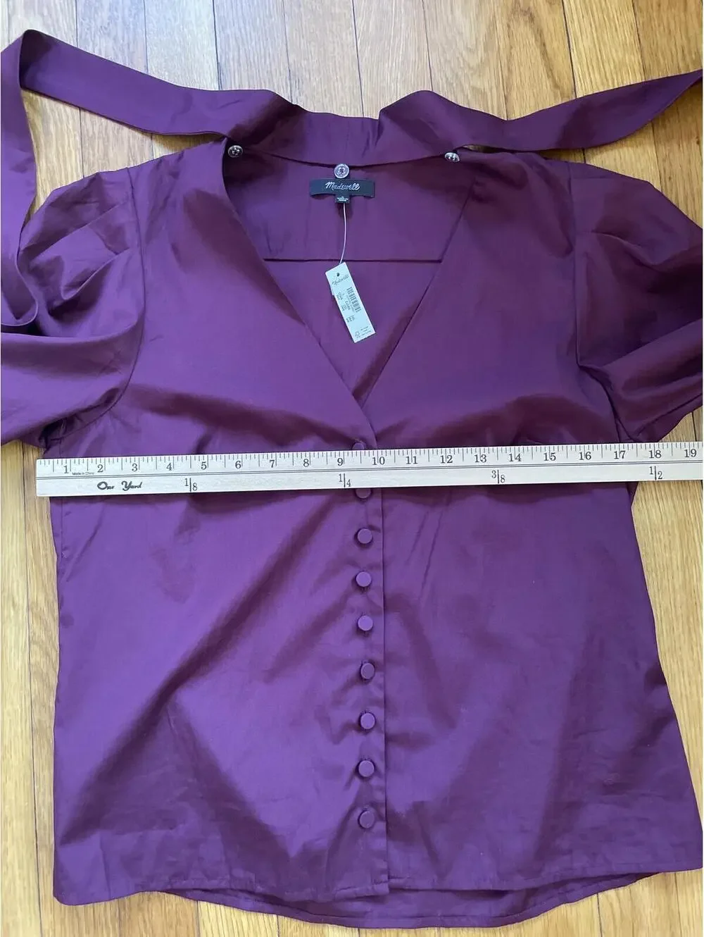 Madewell S Pomegranate Burgundy Puff Sleeve Blouse Dark Academia Whimsigoth NWT